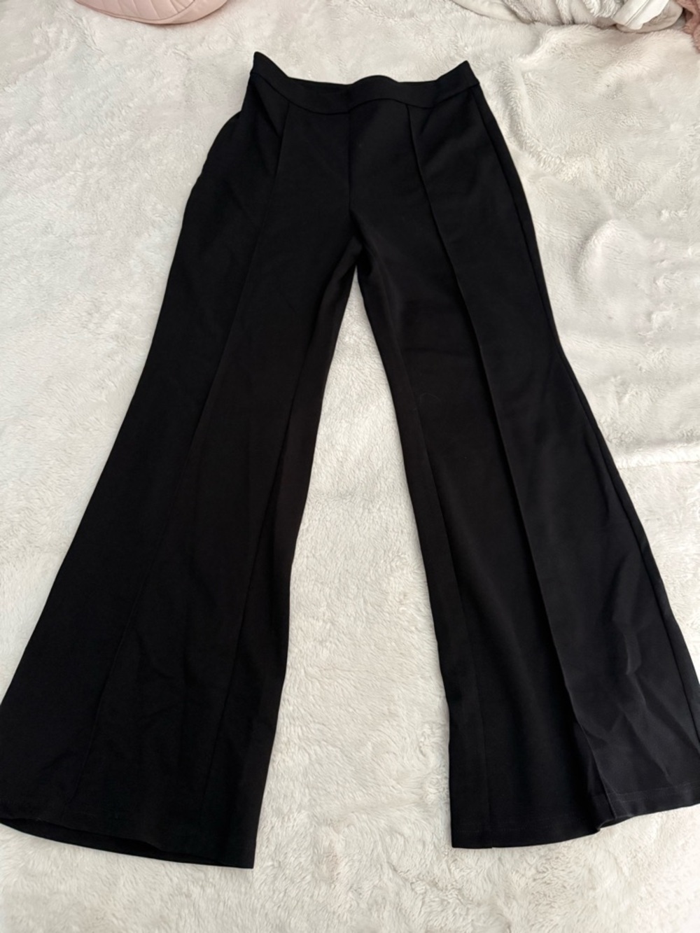 SHEIN Black Wide-Leg High-Rise Dress Pants